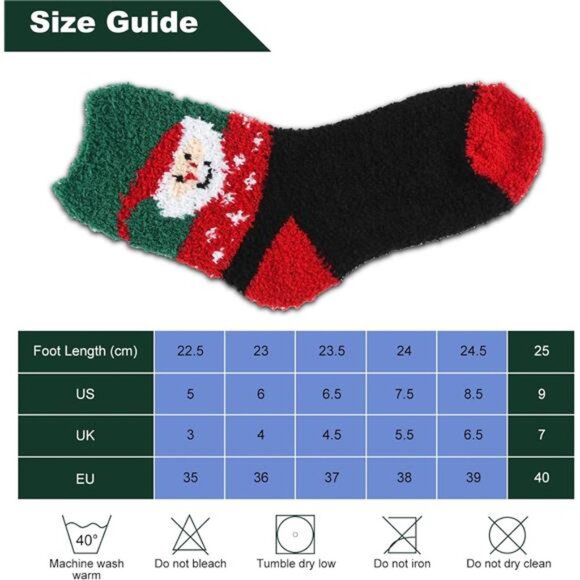 New 5 Pairs Wool Socks for Women - Cute Fuzzy Warm Colorful Crew Socks - Picture 6 of 6